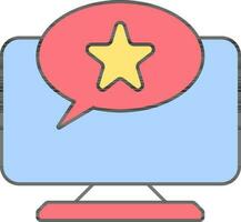 Star Message Bubble In Desktop Screen Colorful Icon. vector
