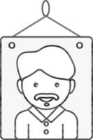 Flat Style Man Photo Frame Hang Icon. vector