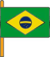 Brazil Flag Icon In Flat Style. vector