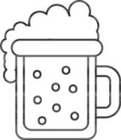 Beer Mug Icon In Black Line Art. vector