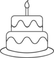Cake Icon In Black Line Art. vector