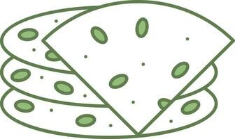 Pappadam Or Papad Icon In Green And White Color. vector