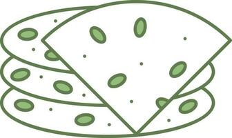 Pappadam Or Papad Icon In Green And White Color. vector