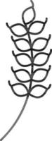 Rice Leaf Icon In Black Line Art. vector