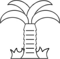 Palm Tree Icon In Black Line Art. vector