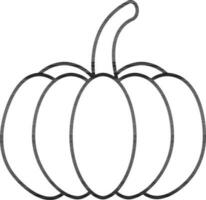 Pumpkin Icon In Black Line Art. vector