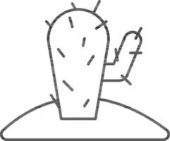 Cactus Icon In Black Outline. vector