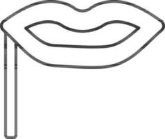 Lip Mask Icon In Black Outline. vector