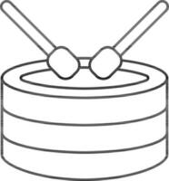 Snare Drum Icon In Black Line Art. vector
