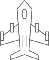 Fighter Jet Icon In Black Line Art. vector