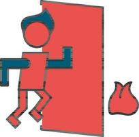 Emergency Exit Icon In Red And Blue Color. vector