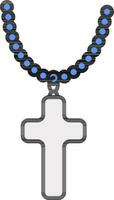 Rosary Icon In Blue And Gray Color. vector