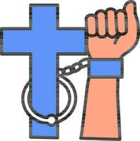 Jesus Bonding Icon In Blue And Peach Color. vector