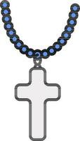 Rosary Icon In Blue And Gray Color. vector