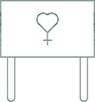 Illustration of Heart Venus Symbol on Board Icon in Line Art. vector