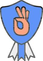 Best Shield Award Icon In Blue And Orange Color. vector