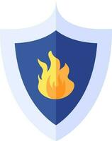 Fire Shield Icon In Blue And Yellow Color. vector