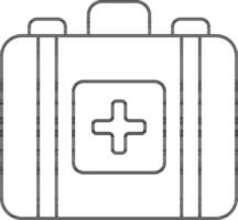 First Aid Kit Icon In Thin Line Art. vector