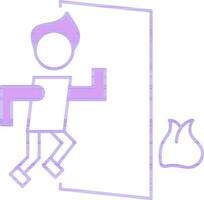 Emergency Exit Icon In Purple And White Color. vector