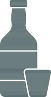 Illustration of Bottle With Glass Icon in Flat Style. vector