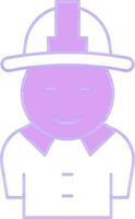 Firefighter Icon In Purple And White Color. vector