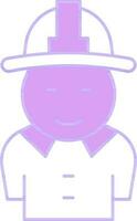 Firefighter Icon In Purple And White Color. vector