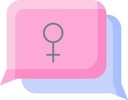 Illustration of Chat box With Venus Sign Icon in Pink And Blue Color. vector