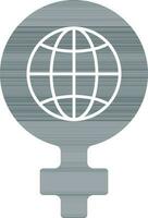 Isolated Feminism Sign with Globe Icon in Flat Style. vector