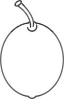 Black Stroke Lemon Flat Icon or Symbol. vector