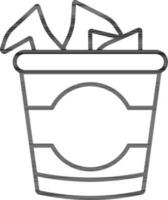 Bucket of Chicken Wings Icon In Thin Line Art. vector