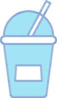 Disposable Glass With Straw Icon In Blue And White Color. vector