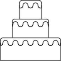 Three Layer Creamy Cake Line Art Icon. vector