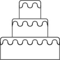 Three Layer Creamy Cake Line Art Icon. vector