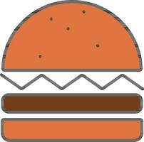 Burger Icon In Orange And Brown Color. vector