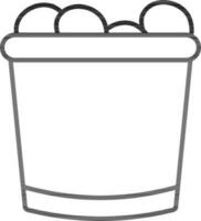 Bucket Of Chicken Popcorn Icon In Black Outline. vector