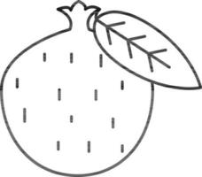 Pomegranate With leaf Icon In Line Art. vector
