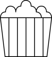 Popcorn Bucket Icon In Black Stroke. vector