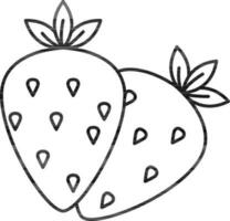 Black Outline Strawberries Flat Icon. vector