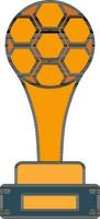 fútbol americano trofeo taza icono en naranja y azul color. vector