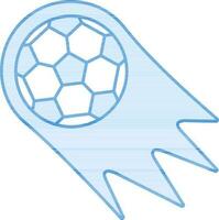 Fire Soccer Ball Icon In Blue And White Color. vector