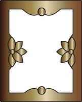 Flat Style Flower Decorative Rectangle Frame Icon In Bronze Color. vector