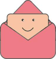 Open Envelope with Smiley Letter Icon in Pink Color. vector