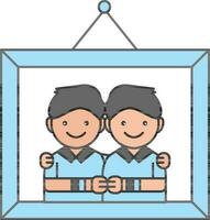 Cute Boys Photo Frame Icon in Flat Style. vector