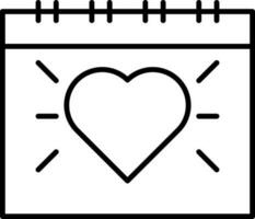 Linear Style Love Calendar Icon. vector