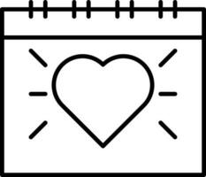 Linear Style Love Calendar Icon. vector