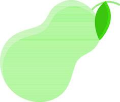 Pear With Leaf Flat Icon In Green Color. vector