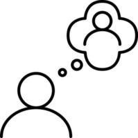 Man Thinking About Other Person Icon In Line Art. vector