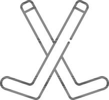 Crossed Hockey Sticks Icon In Line Art. vector