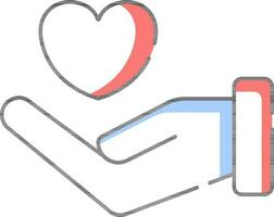 Flat Style Hand With Heart Icon. vector