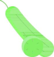 Cucumber With Slice Flat Icon In Green Color. vector